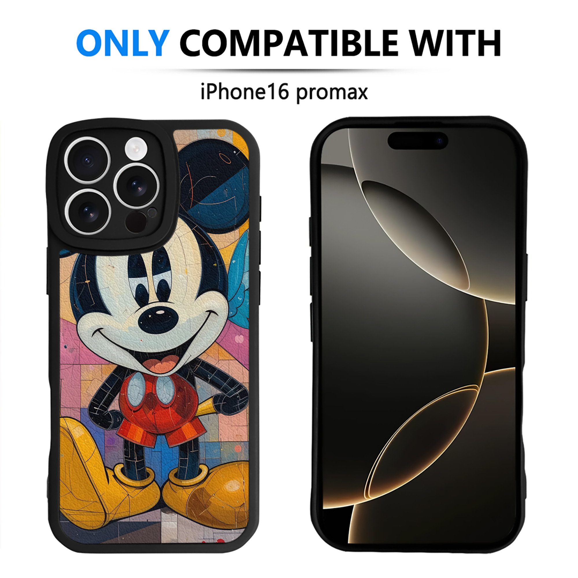 （画像用） ミッキーマウス Mickey Mouse 【iPhone 16シリーズ対応】シリコンスマホケース（レザー調） 材質：シリコン
